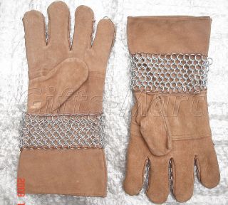 Medieval Knight Gauntlet Suede Iron European Chainmail Armor Gauntlets
