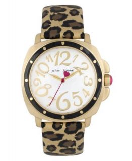 Betsey Johnson Watch, Womens Brown Leopard Print Leather Strap 38mm