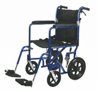Medline Transport Chair Wheelchair Light Weight Aluminum w Hand Brakes