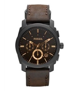 Fossil Watch, Mens Chronograph Machine Brown Leather Strap 42mm