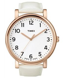 Timex Watch, Womens Originals White Leather Strap 42mm T2N341UM