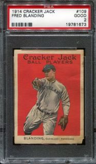 1914 Cracker Jack 109 Fred Blanding Cleveland Indians PSA 2