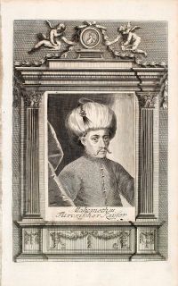 1721 Copper Engraving Portrait Mehmed III Adli Sultan Ottoman Empire