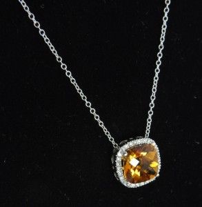 IDI Meira T 14k Gold Orange Citrine Diamond Necklace