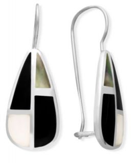 Giani Bernini Sterling Silver Earrings, Onyx (4 1/2 10mm) and Mother