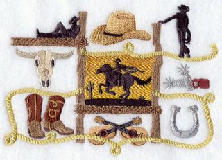 Cowboy Rodeo Medley Western 2 Embroidered Hand Towels by Susan