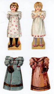 McLaughlins Coffee Advertising Paper Dolls 2 Girls w Coats 1894