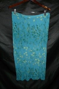 Norton McNaughton XL Blue Green Khaki Floral Long Broomstick Skirt