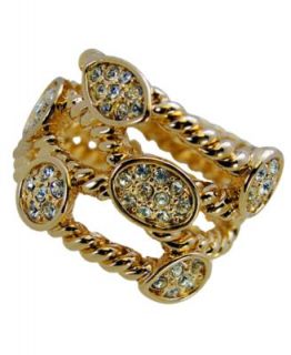 Tahari Ring, Gold Tone Bezel Set Crystal Twist Ring