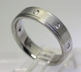 Mens 8 Etoile Round Diamond All Around Platinum Wedding Band Ring