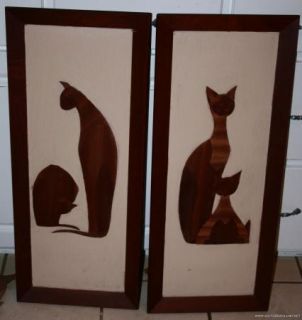 Pair of Mel Quimby Cats Veneer Mid Century Modern Eames Era