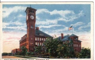 Stout Institute Central School Menomonie Wi Postcard