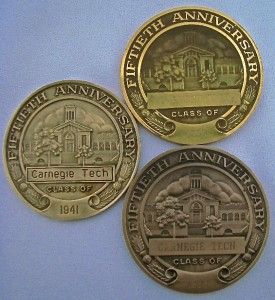 Carnegie Mellon Medals 1933 35 41 Bronze Brass 3 Diameter