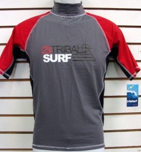 Mens SPF 50 Surf Shirt Rash Guard Short Sleeve Small thru 3XL RGM3T