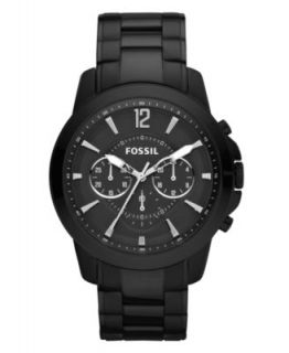 Fossil Watch, Mens Chronograph Grant Black Ion Plated Stainless Steel