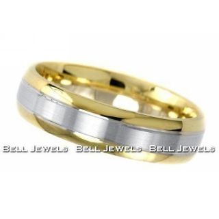 Fine Mens Wedding Band Man Ring 14k White Yellow Gold