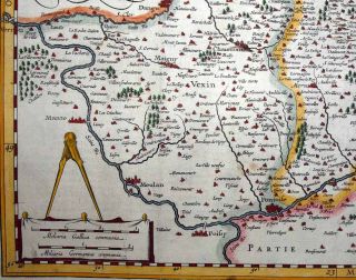 1619 Hondius Map Beauvais Environs Superb Engraving