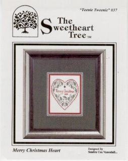 Merry Christmas Heart XS Chart w Silver Charm Mill Hill Beads
