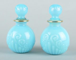 Vtg Collectible Blue Avon Moonwind Perfume Bottles