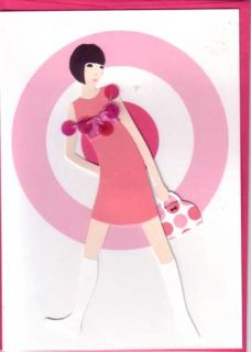 Meri Meri Pink Greeting Cards Embellished Handmade GoGo Boots 1960s