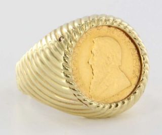 Vintage 14k Gold Mens 1 10oz 1984 Krugerrand Coin Bullion Ring Jewelry