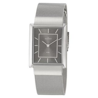Rectangle Stainless Steel Grey Dial Mesh Mens Watch O224LSSM