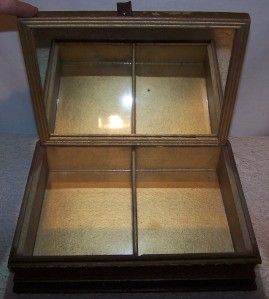 Vtg Beautiful Silhouette Mirrored Wooden Keepsake Box