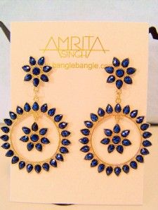 Beautiful Amrita Singh Designer Gold Tone Fashion Blue Lapis Resin