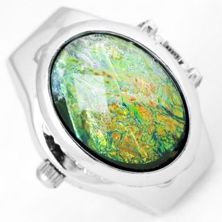 Unisex Womens Mens Synthetic Emerald Finger Watch Ring