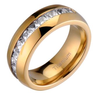 CZ Band Dome Shiny Top Gold Plated Mens Wedding Ring Sz 12 5