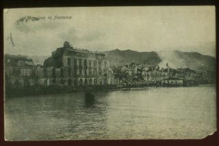 061410 Messina Italy Italia in Flames 1909 Postcard CP