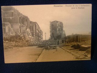 Messina Italy. Rovine di via I Settembre verso la Stazione. Earthquake