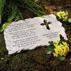 Cross Memorial Stone Plaque with Personalized Engraving