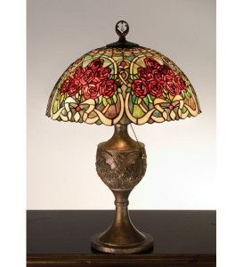 Meyda Tiffany Style 22 5H Rose Bouquet Stained Glass Table Lamp