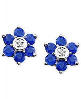 14k Gold Earrings, Sapphire (1 1/10 ct. t.w.) and Diamond Accent