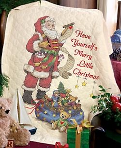 Stamped Cross Stitch Kit Merry Little Christmas Quilt