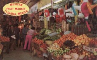 Interior Mexican Fruit Market Tijuana Mexico Postcard