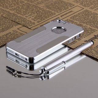 Luxury Brushed Aluminum Chrome Hard Case for iPhone 5 5g 6th Stylus