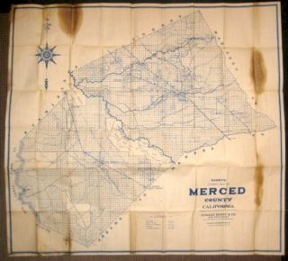 Antique 1912 Merced County California Map by Edward Denny