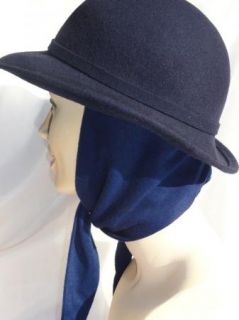 Vtg Michael Howard Blue Wool Hat Tie Ear Flaps Ruth Alan Design Scarf