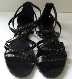 Crew Black Studded Leather Gladiator Sandals Excellent Womens Sz 10