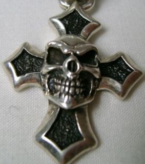 75 11 7g Vintage Sterling Silver Heavy Cross Skull Pendant Charm