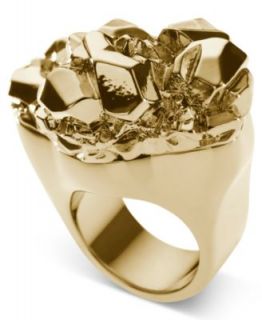 Michael Kors Ring, Gold Tone Glass Pave Concave Ring