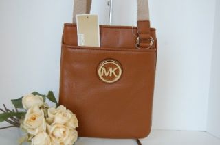 Michael Kors Fulton Leather Crossbody Swingpack Luggage Brown Handbag