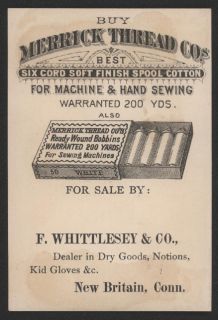 1880s Merrick Thread Co Trade Card