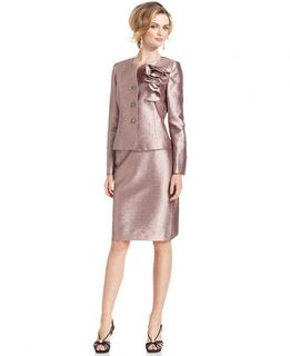 Kasper Suit, Textured Satin Jacket & Straight Skirt   Womens Suits