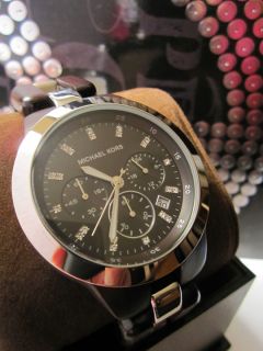 New Michael Kors Chronograph Watch MK5611 Black Wood $275