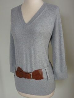 Michael Kors V Neck Sweater Top L or XL Pearl Heather Gray