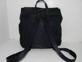 Michiko London Large Black Nylon Leather Backpack Purse Handbag