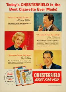 Ad Chesterfield Cigarettes Jan Sterling OShea   ORIGINAL ADVERTISING